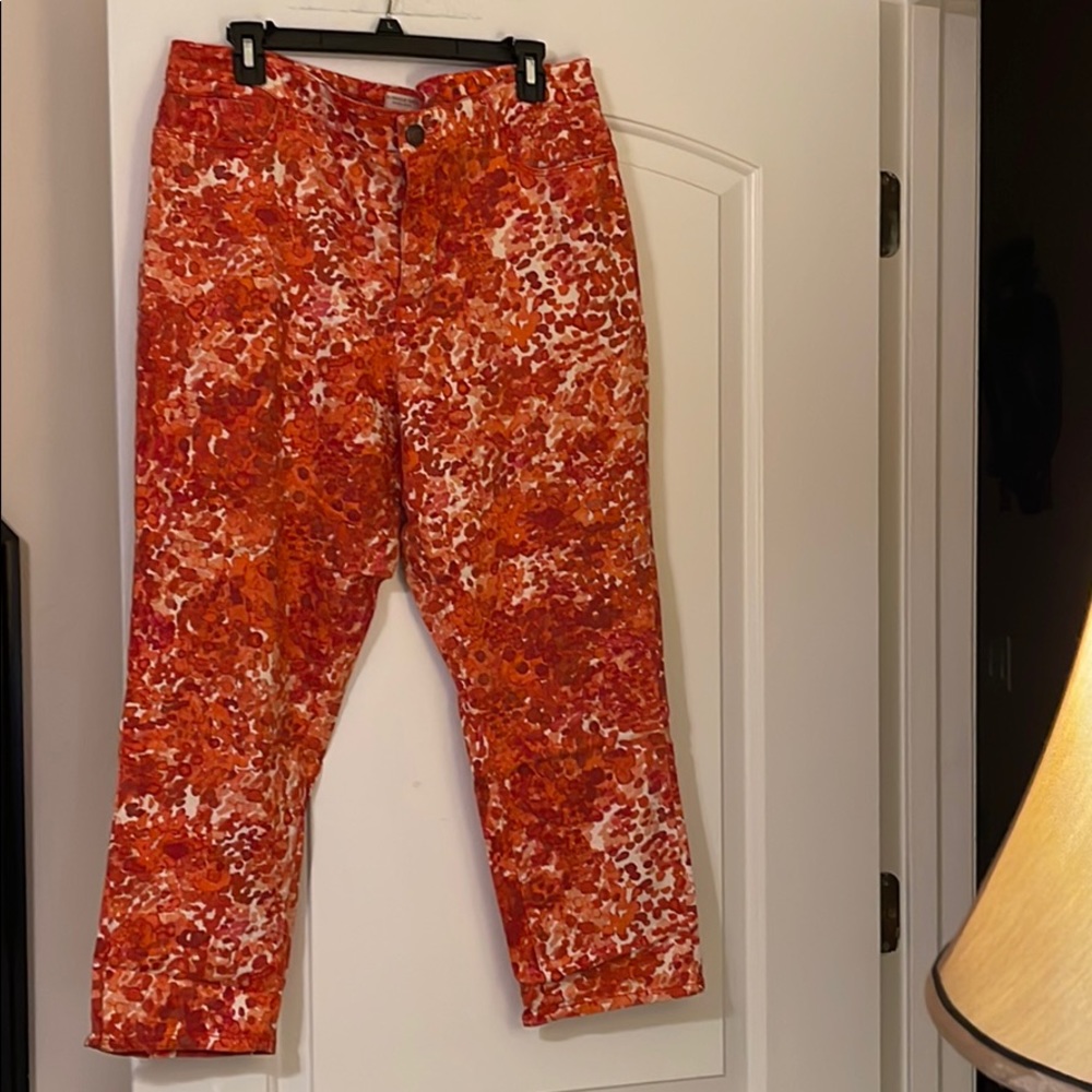 Stretch print crop jeans